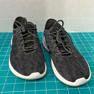 Adidas Womens Cloudfoam Qt Flex Running Shoes Gray Black Lace Up